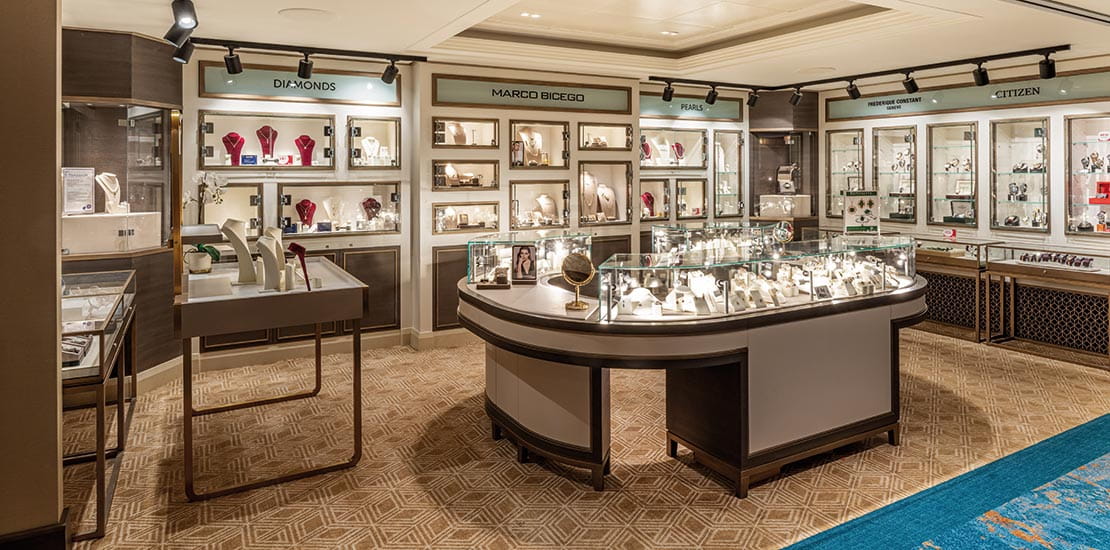 An array of jewellery in the Shop, Spirit of Discovery